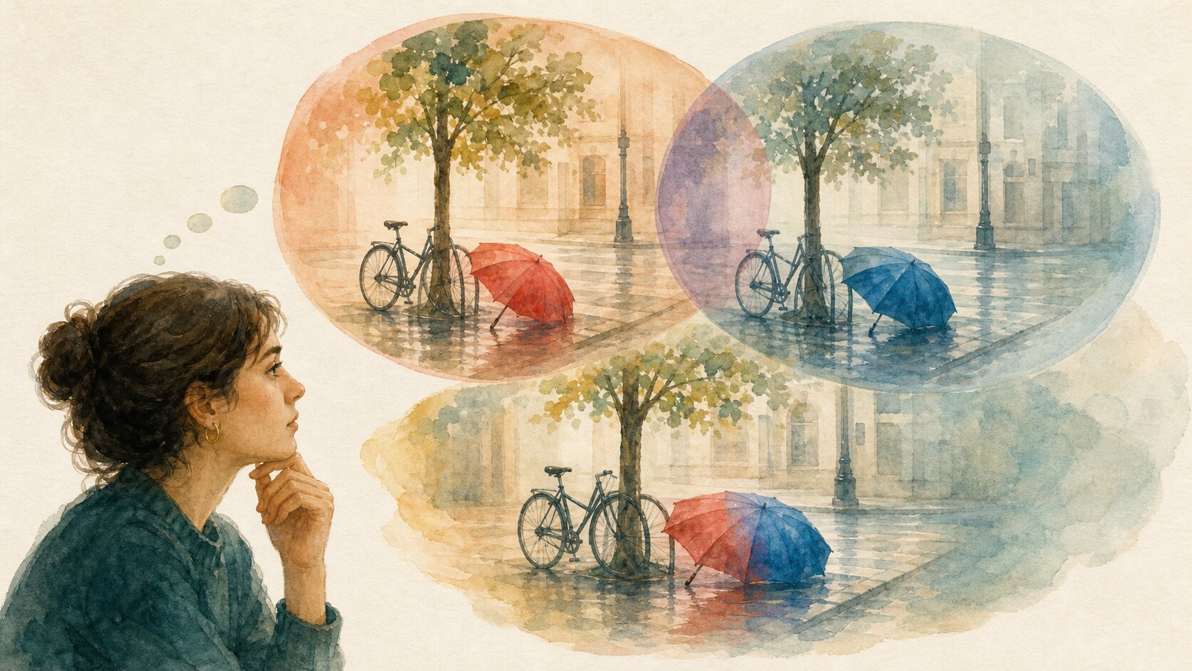 A witnessed red umbrella and later blue umbrella information overlapping in memory